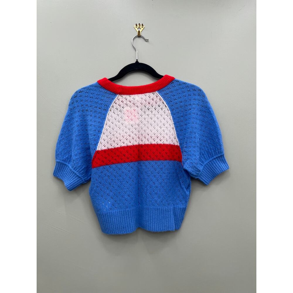 Free People 100% Cashmere 4th of July Americana Sweater XS NWT Blue Ribbon Combo - Picture 2 of 5